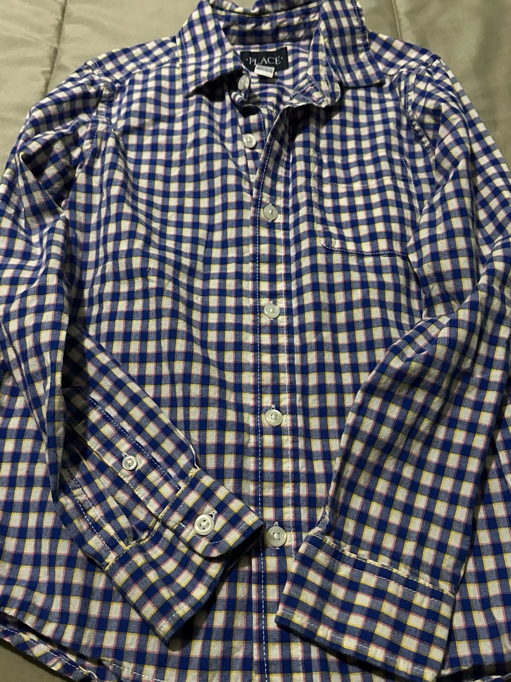Place Blue and White Plaid Button-Down Shirt